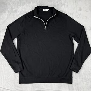 Peter Millar Crown Comfort Quarter Zip Pullover Fleece Black Men Size L Casual